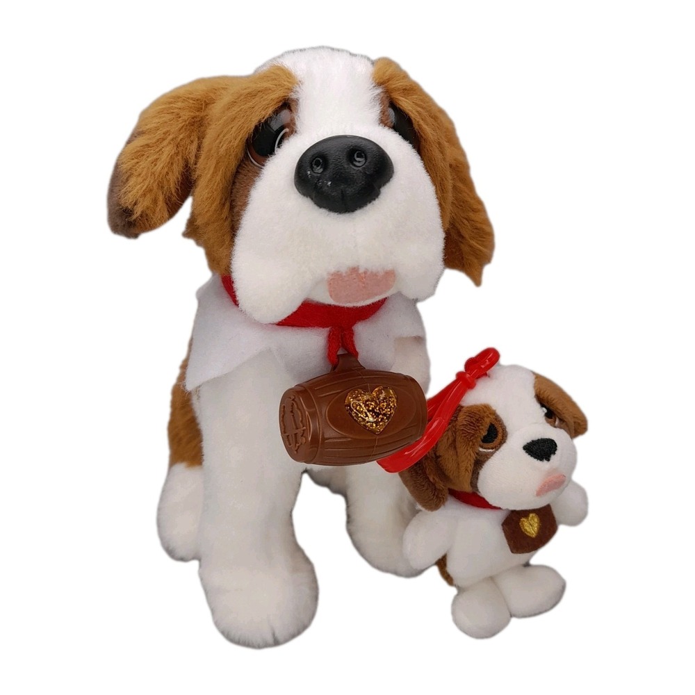 Elf Pets Saint Bernard Plush‎ Lot 2 Mini Clip Plushee Pals 3.5" & 6" Stuffed Dog